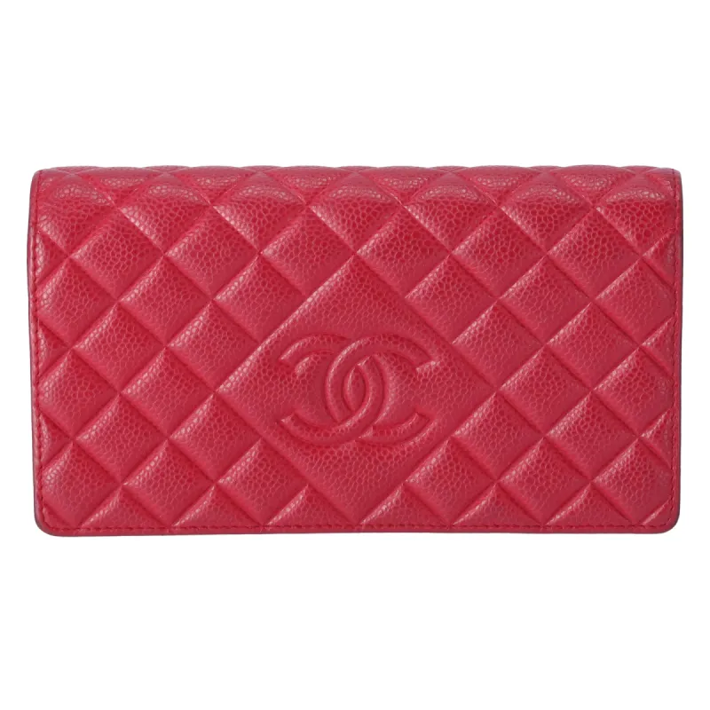 CHANEL Matelasse Quilted Flap Envelope Wallet A80108 Red Caviar CC Logo sold by Gaby's Bags