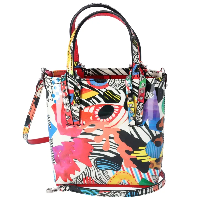 Christian Louboutin Cabata N/S Mini Tote Bag White Red Multi Patent Leather made by Christian Louboutin