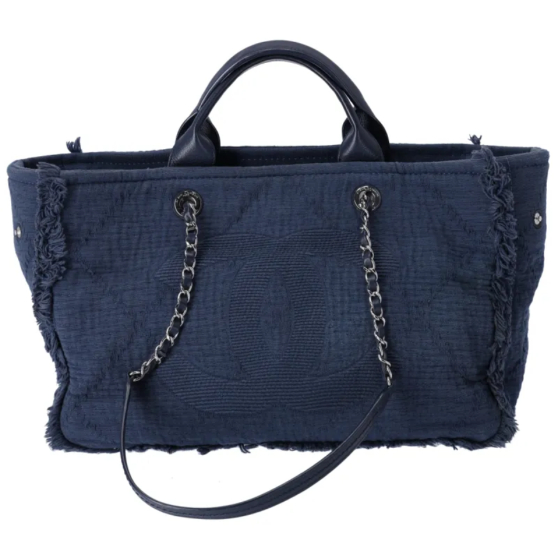 CHANEL Large Shopping Bag Tote A57180 Navy Blue Cotton sold by Gaby's Bags