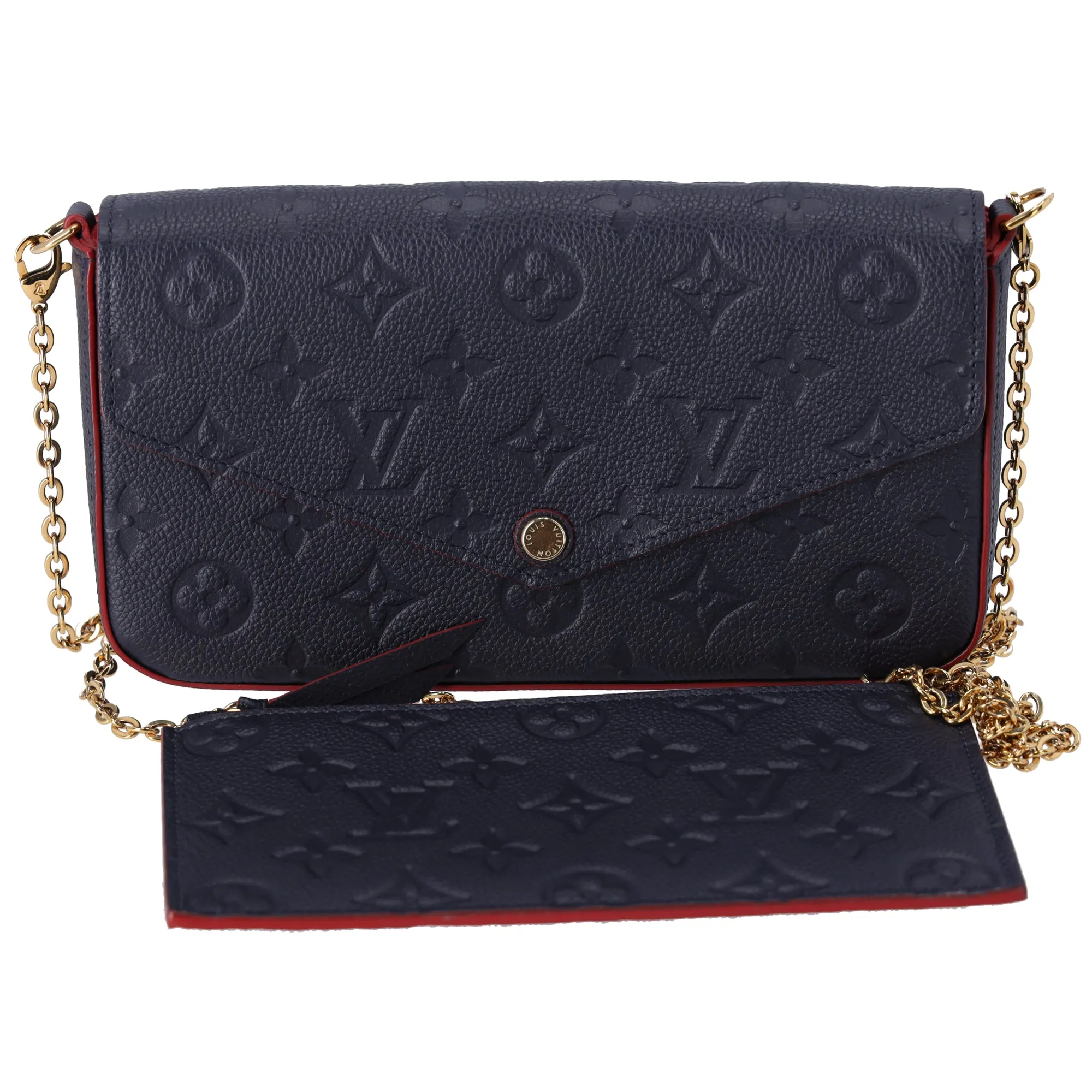 Louis Vuitton Pouchette Felice Monogram Empreinte Crossbody Marine Rouge sold by Gaby's Bags