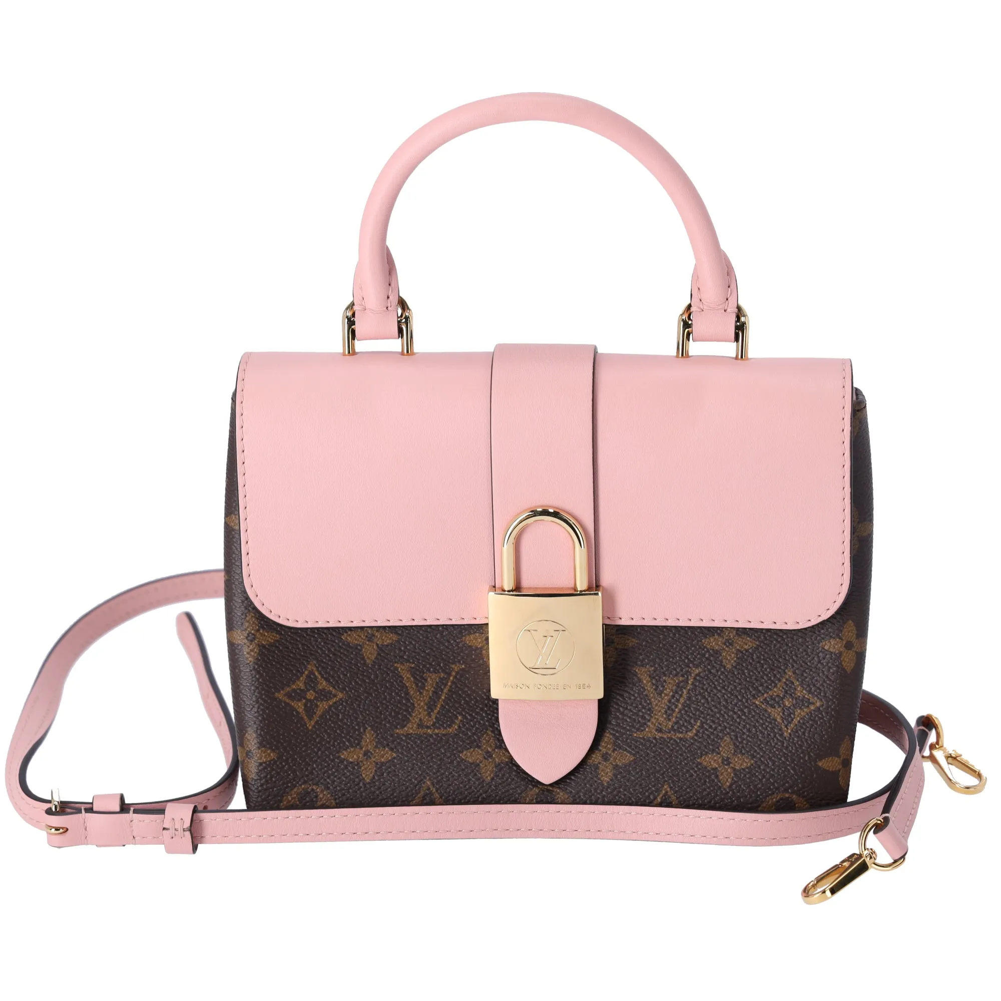 Louis Vuitton Locky BB Monogram Handbag M44080 Rose Poudre Pink Brown sold by Gaby's Bags