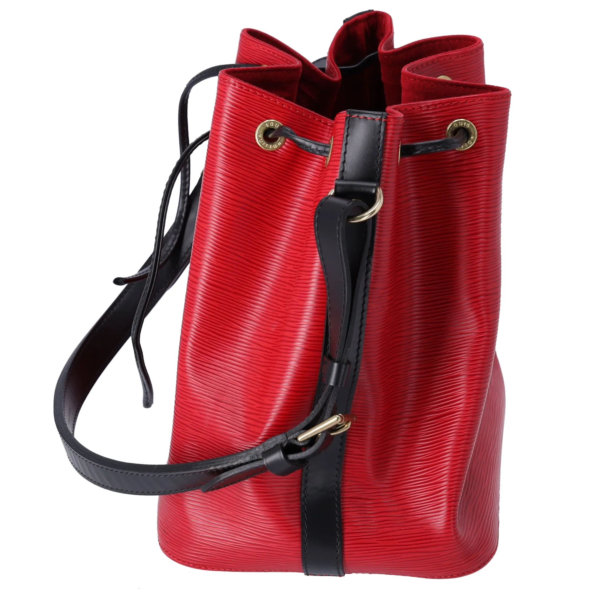 Louis Vuitton Petit Noe Epi Bucket Bag M44172 Bi-Color Castilian Red Noir sold by Gaby's Bags product image thumbnail 3