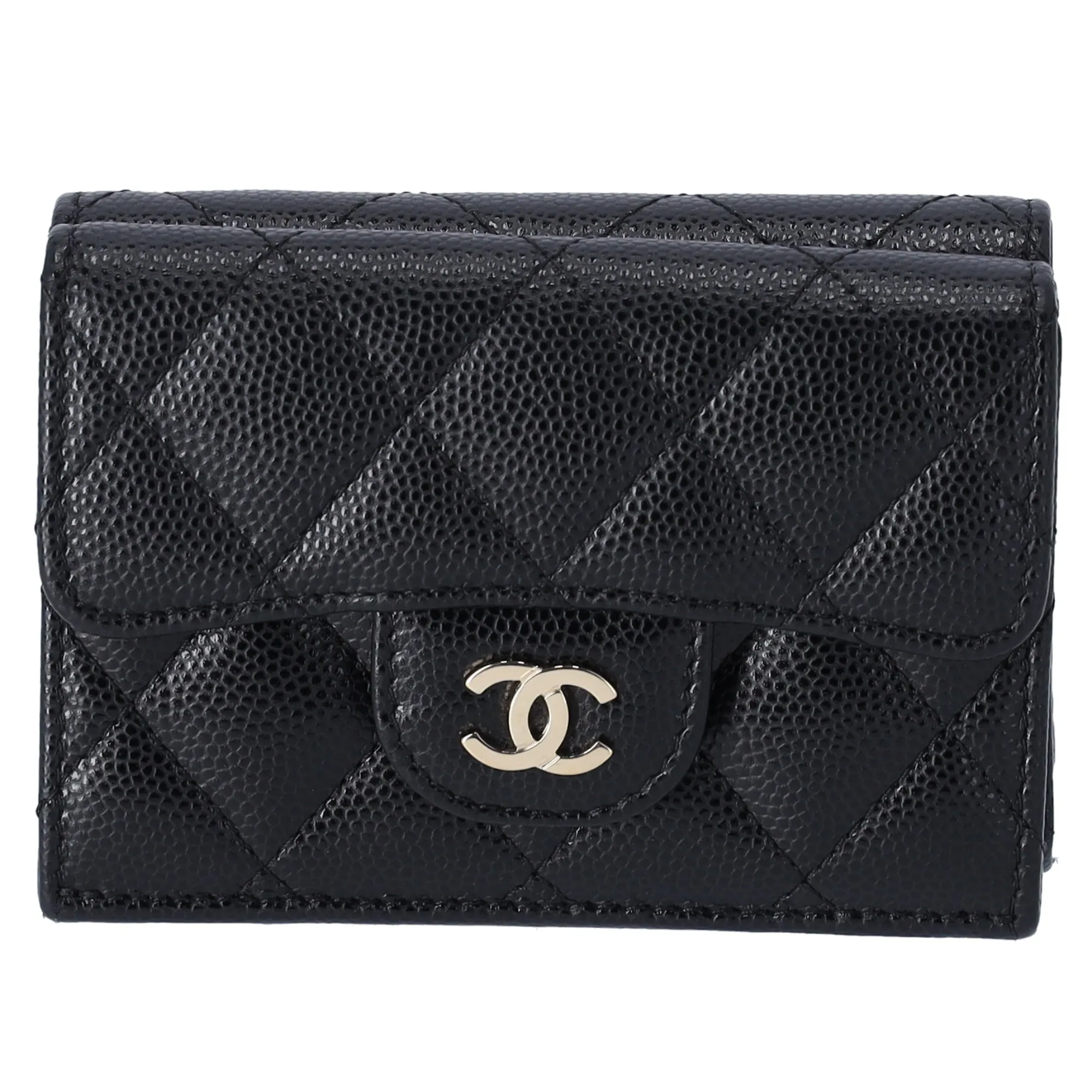 CHANEL Classic Quilted CC Trifold Wallet Black Caviar Leather AP0230 sold by Gaby's Bags