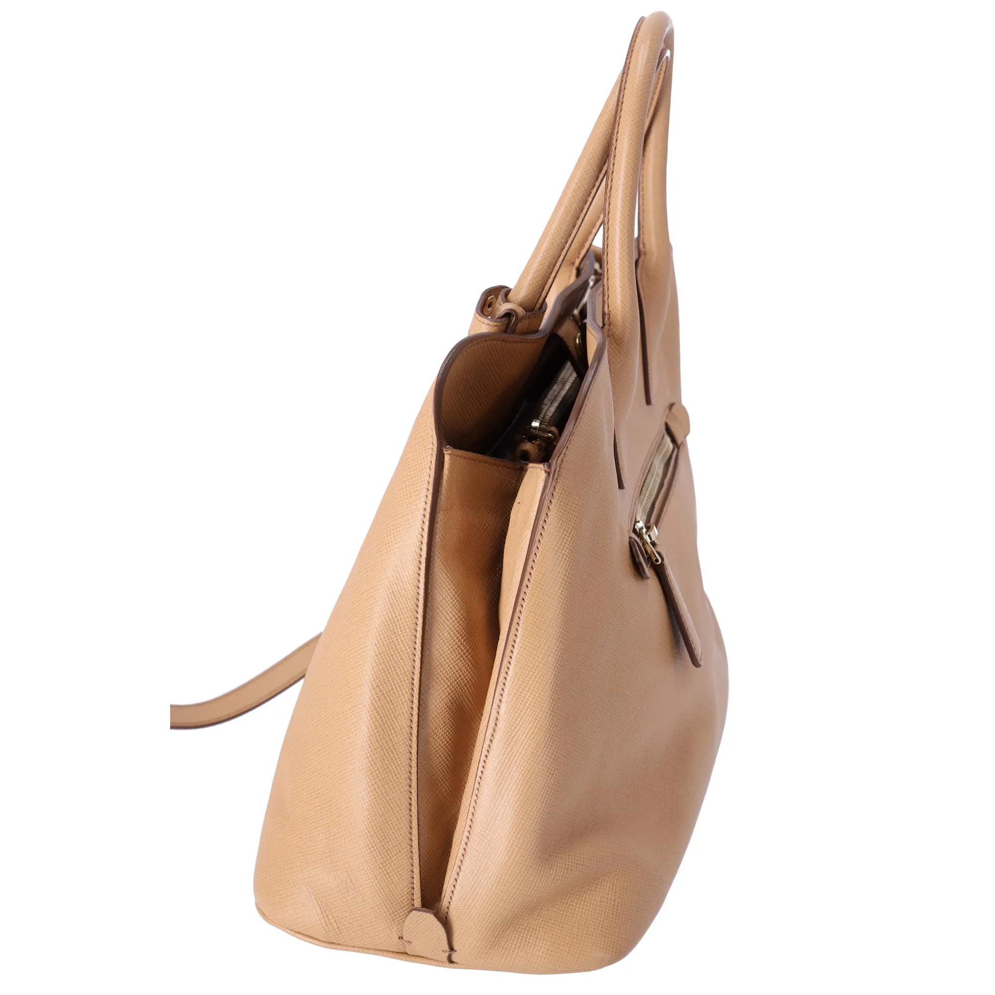 PRADA Logo Handbag BN2554 Beige Saffiano Cuir Leather sold by Gaby's Bags product image thumbnail 4