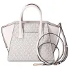 Michael Kors Avril Small Top Zip Satchel Crossbody Light Cream MK Signature sold by Gaby's Bags