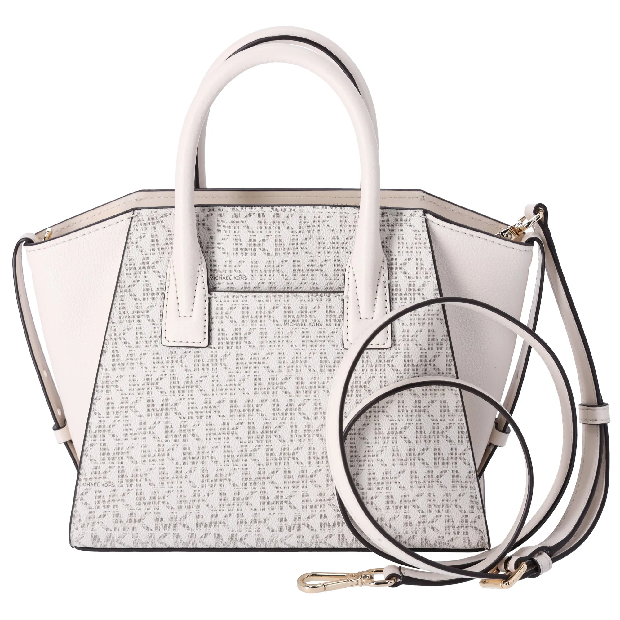 Michael Kors Avril Small Top Zip Satchel Crossbody Light Cream MK Signature sold by Gaby's Bags product image thumbnail 3