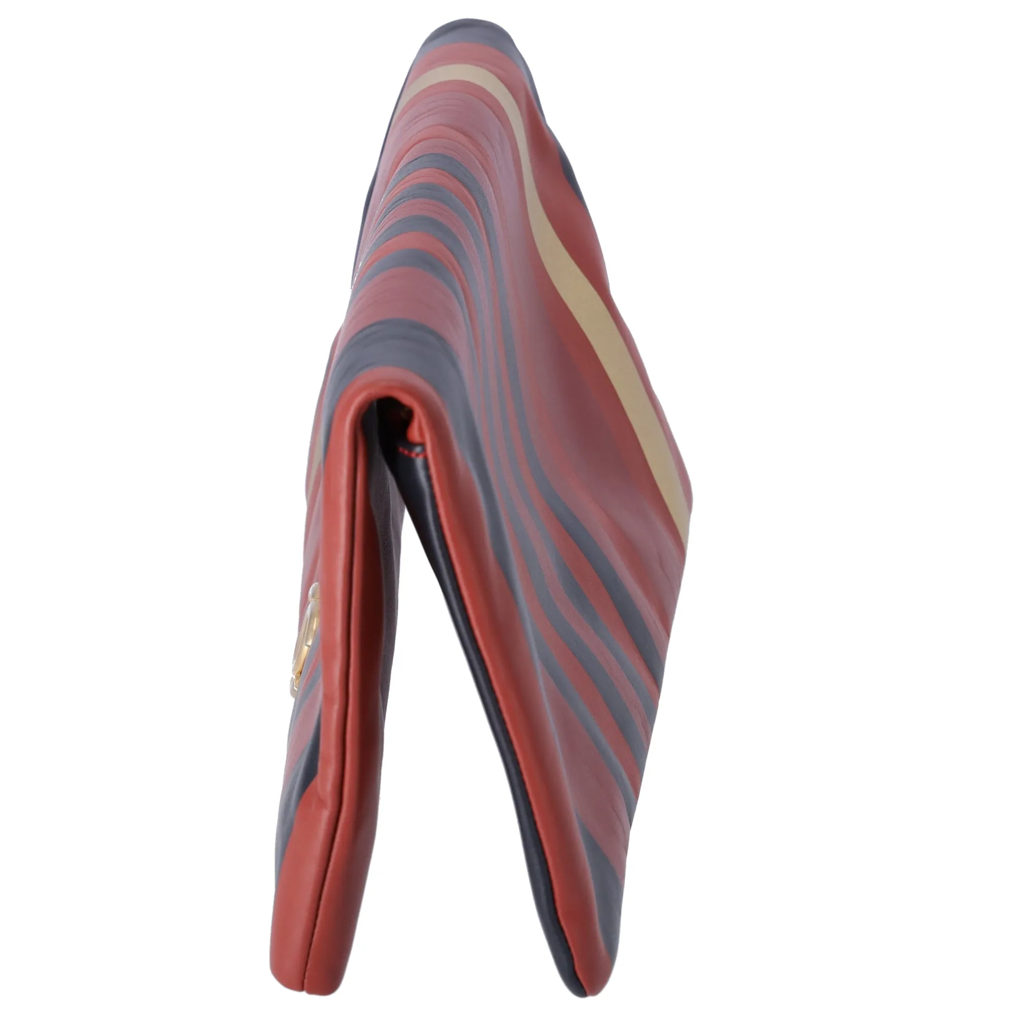 Chanel Paris Greece Black Gold Burgundy Stripe Calfskin CC Flap Clutch sold by Gaby's Bags product image thumbnail 4