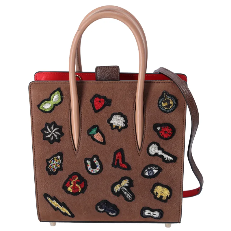 Christian Louboutin Nubuck Patch Small Eccusion Paloma Satchel Shoulder Bag sold by Gaby's Bags