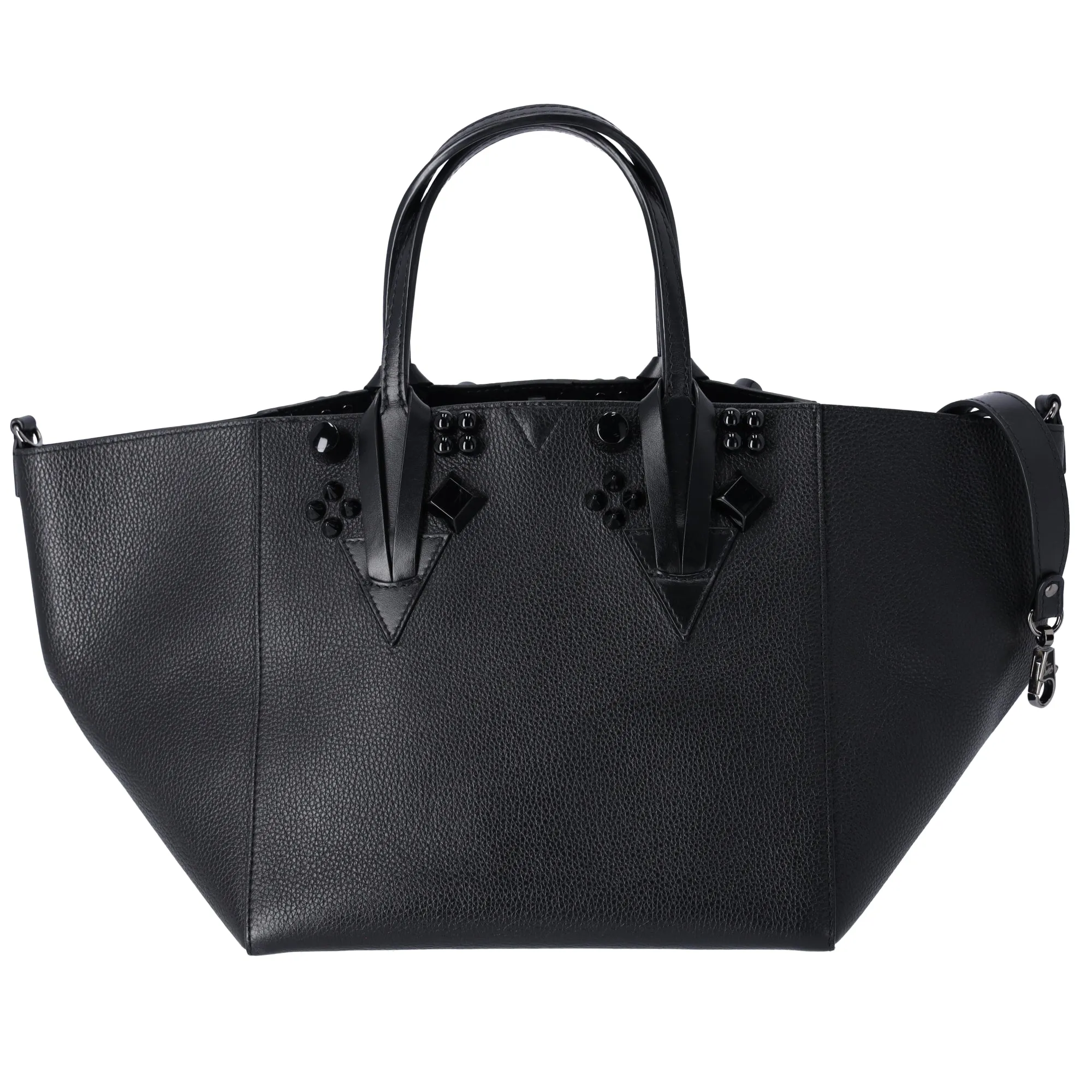 Christian Louboutin Small Cabachic Tote Calfskin Empire Spike Studded Black sold by Gaby's Bags
