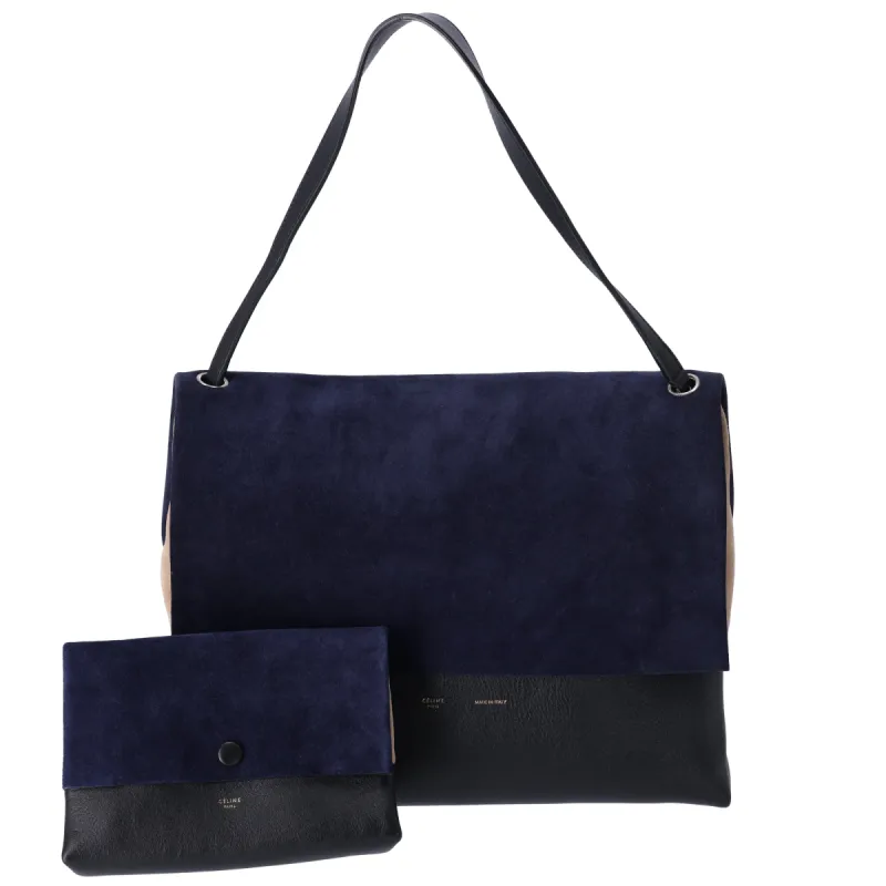 Celine All Soft Shoulder Bag Ocean Blue Calfskin Suede sold by Gaby's Bags