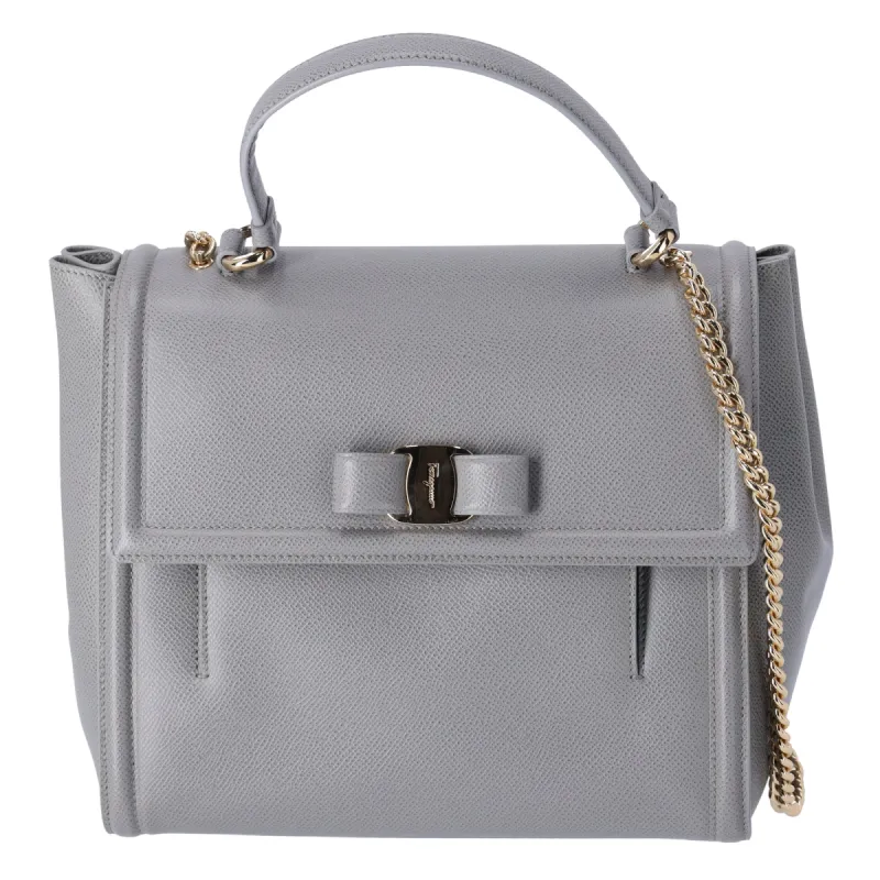 Salvatore Ferragamo Carry Shoulder Bag 21G697 Gray Leather sold by Gaby's Bags