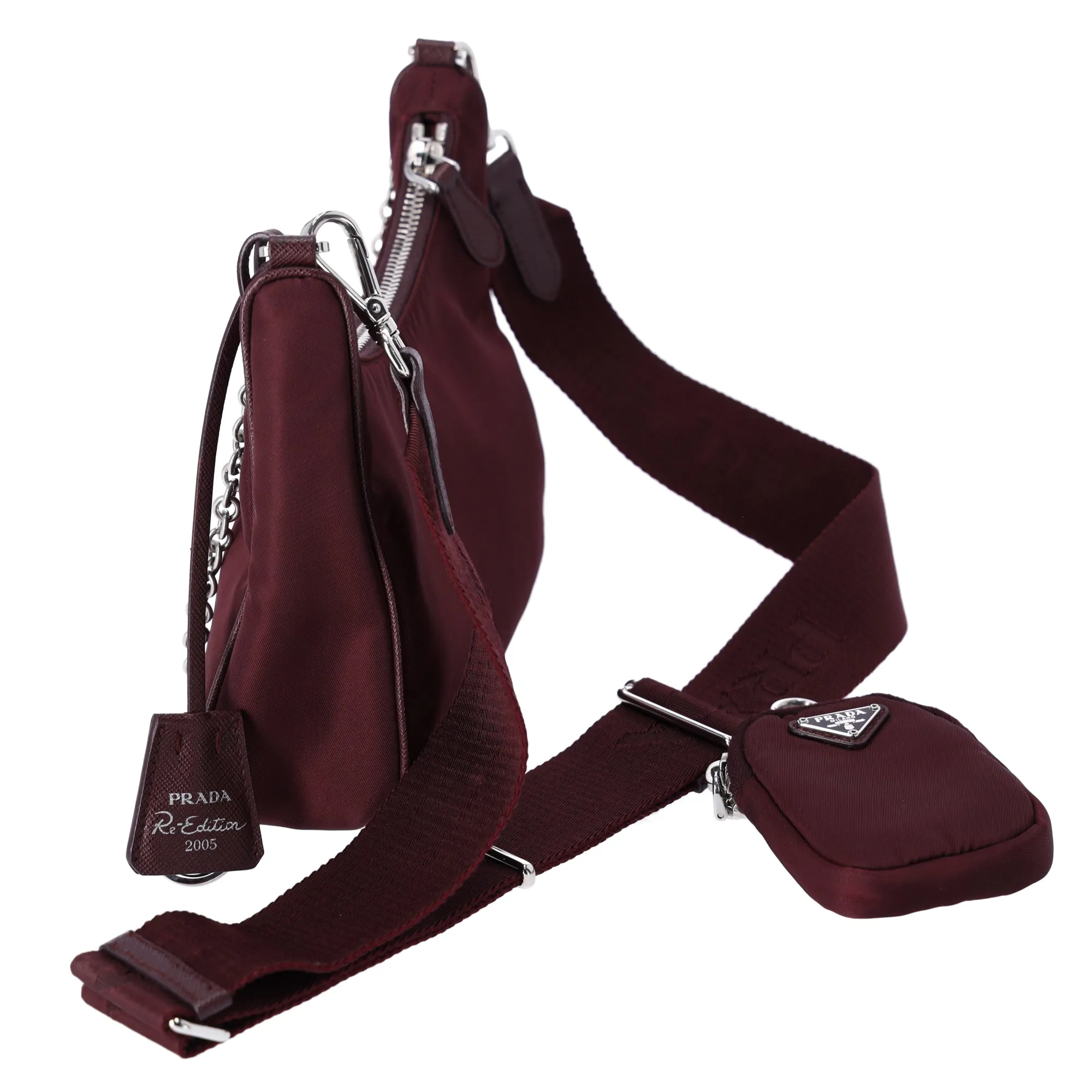 PRADA Re-Edition 2005 Shoulder Bag 1BH204 Bordeaux Nylon Saffiano Leather sold by Gaby's Bags product image thumbnail 5