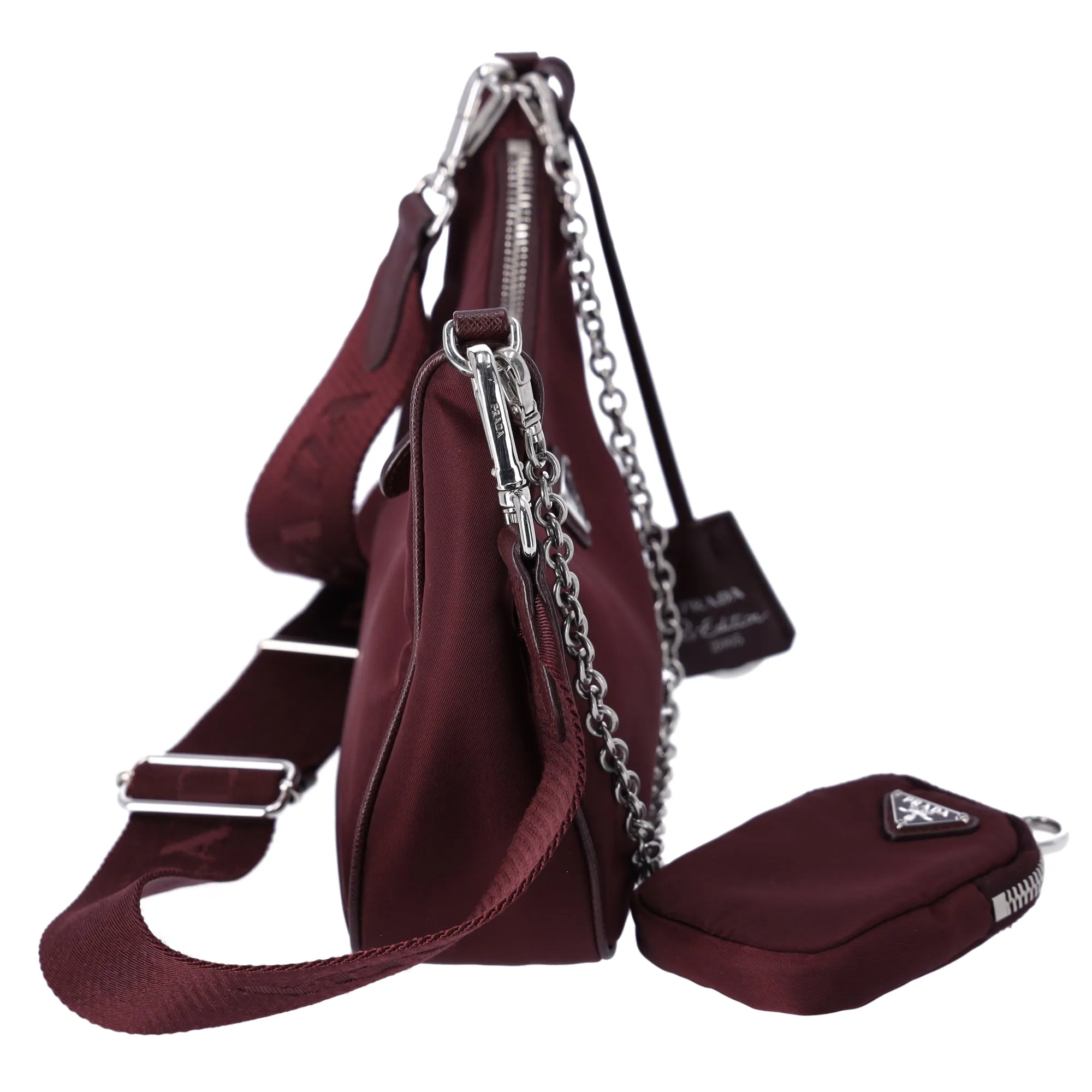 PRADA Re-Edition 2005 Shoulder Bag 1BH204 Bordeaux Nylon Saffiano Leather sold by Gaby's Bags product image thumbnail 3