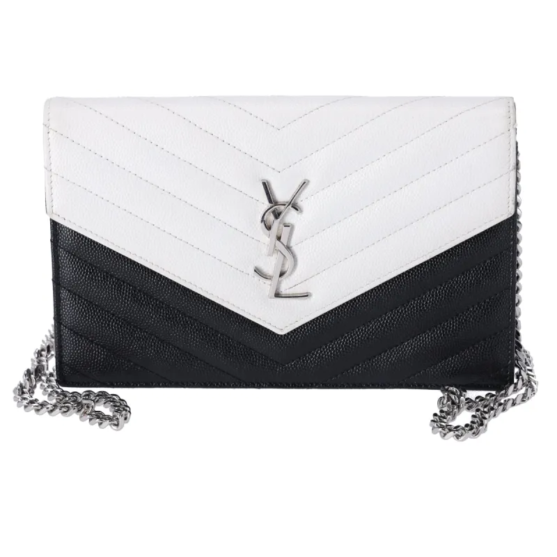 Saint Laurent Paris Envelope Wallet on Chain Crossbody White Black made by Gaby's Bags