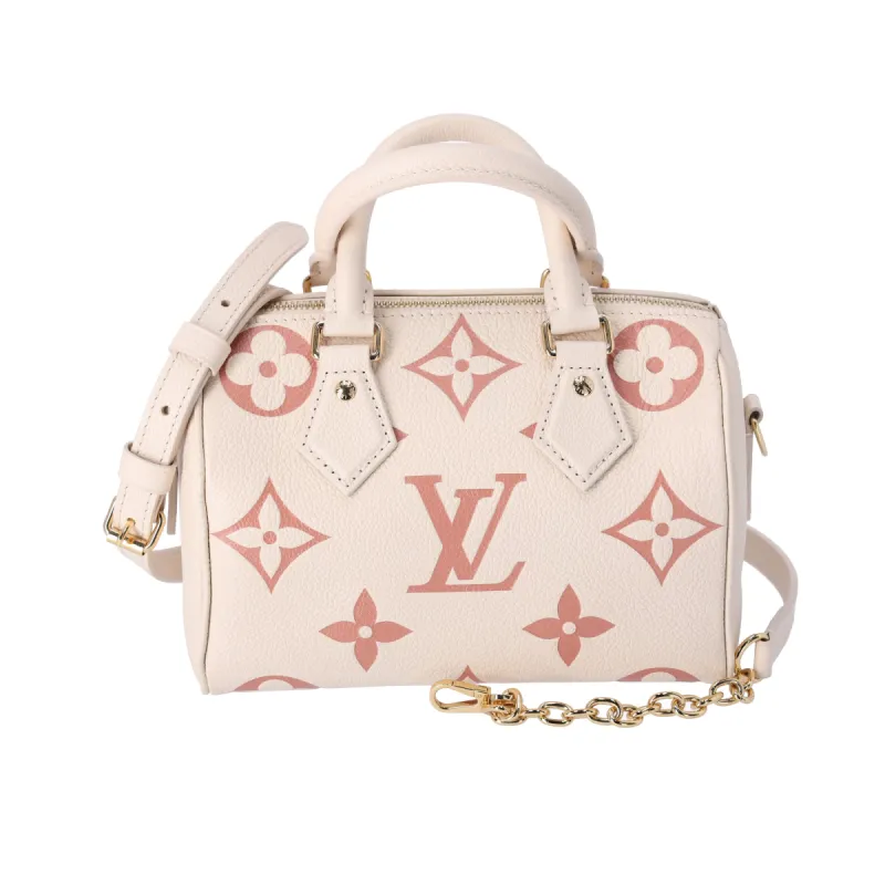Louis Vuitton Speedy Bandouliere 20 Empreinte Giant Monogram Creme Rose Trianon sold by Gaby's Bags