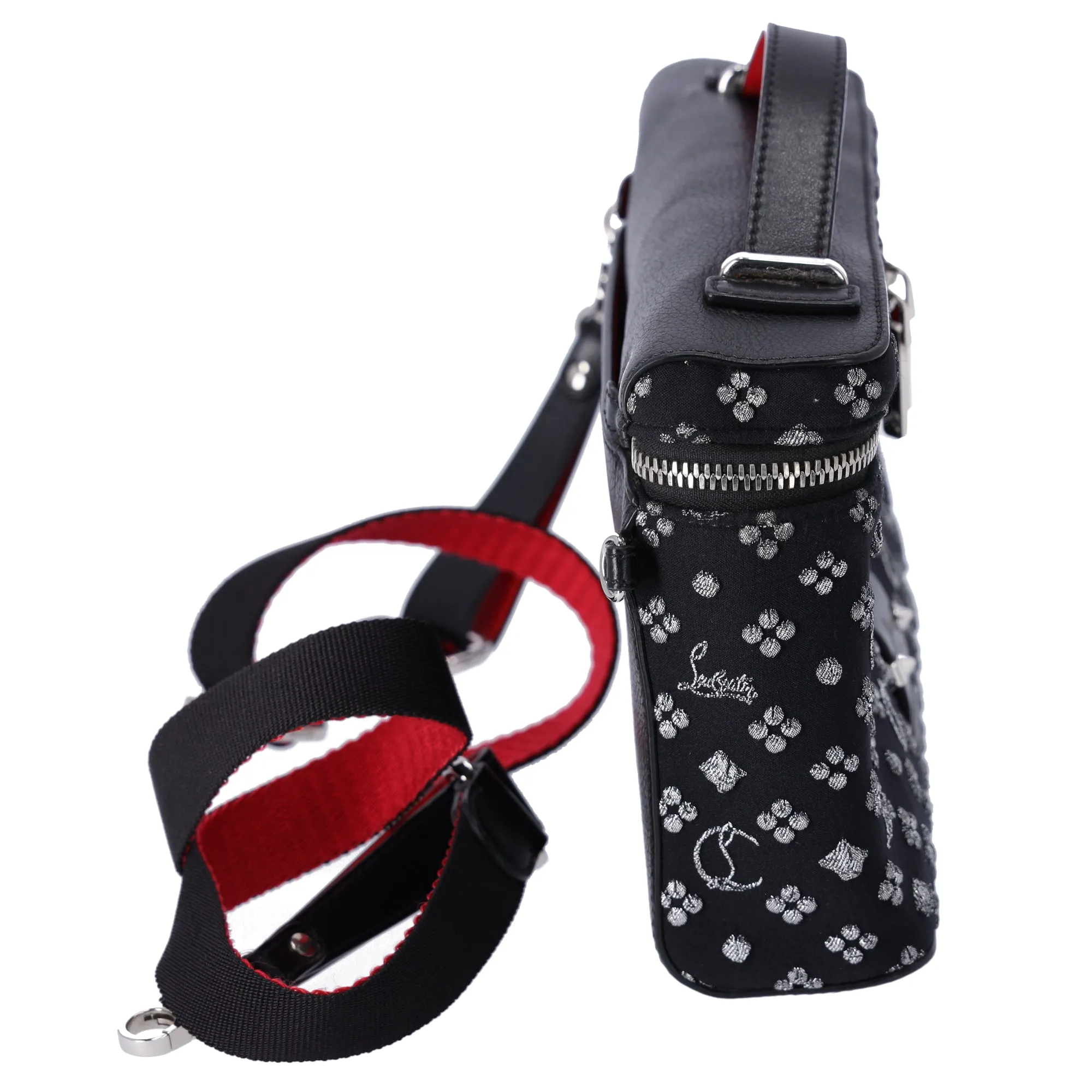 Christian Louboutin Kipi Pouch Handbag Black Silver Logo Studded sold by Gaby's Bags product image thumbnail 4