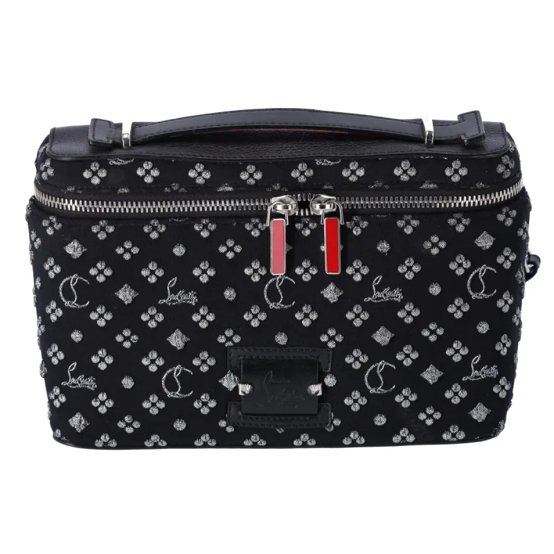 Christian Louboutin Kipi Pouch Handbag Black Silver Logo Studded sold by Gaby's Bags