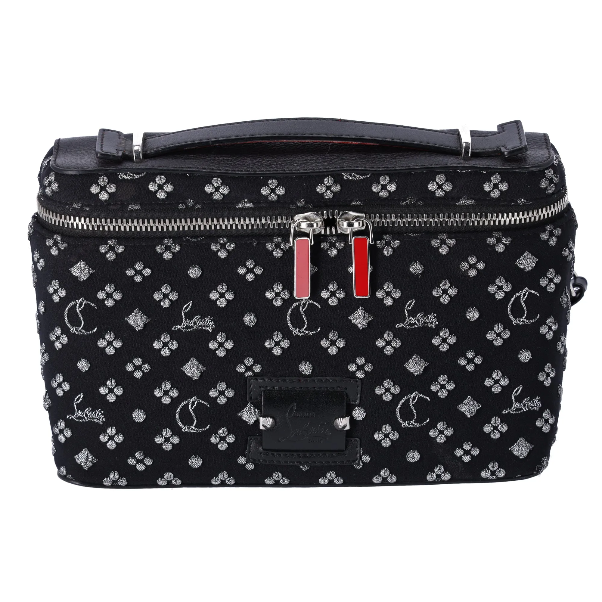 Christian Louboutin Kipi Pouch Handbag Black Silver Logo Studded sold by Gaby's Bags