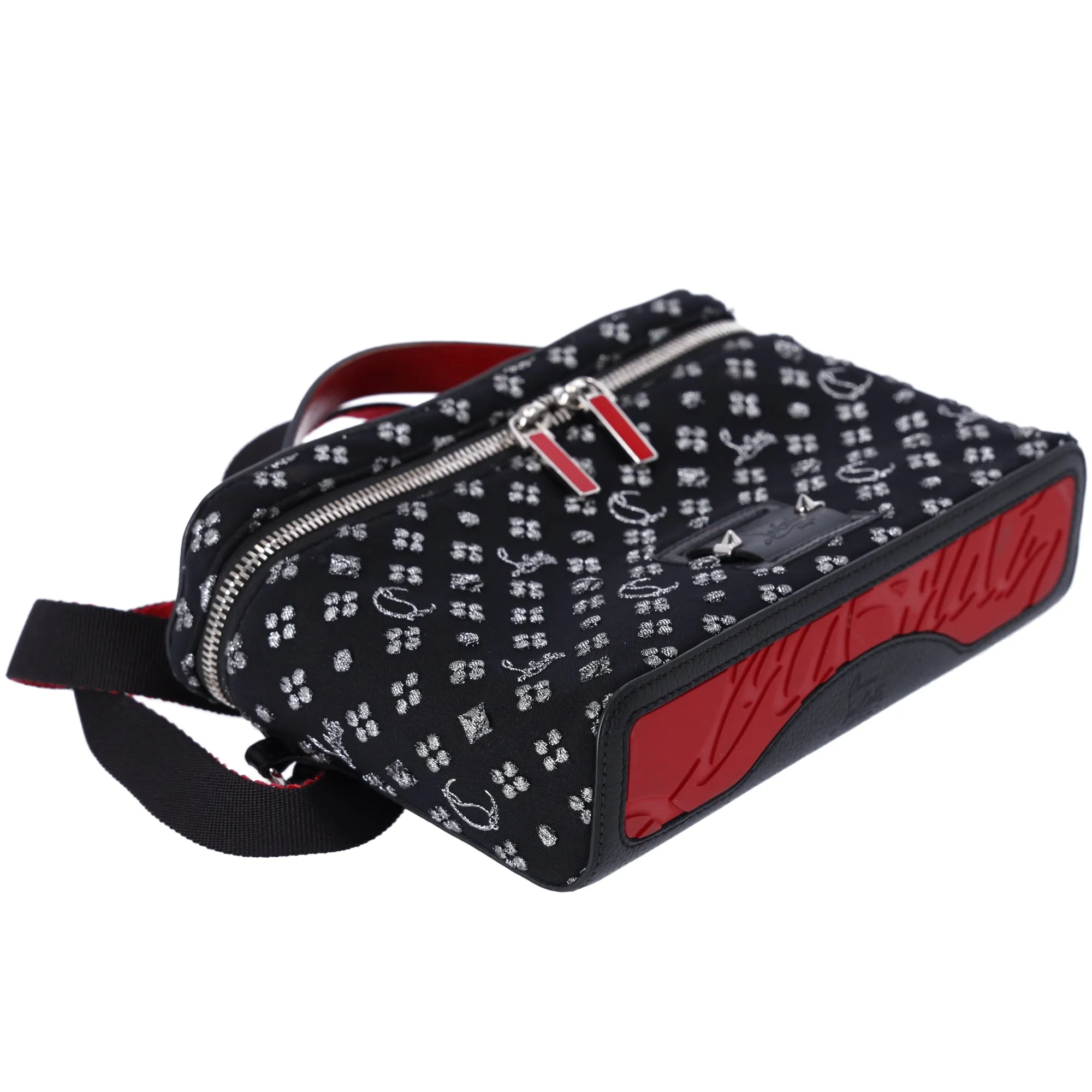 Christian Louboutin Kipi Pouch Handbag Black Silver Logo Studded sold by Gaby's Bags product image thumbnail 5