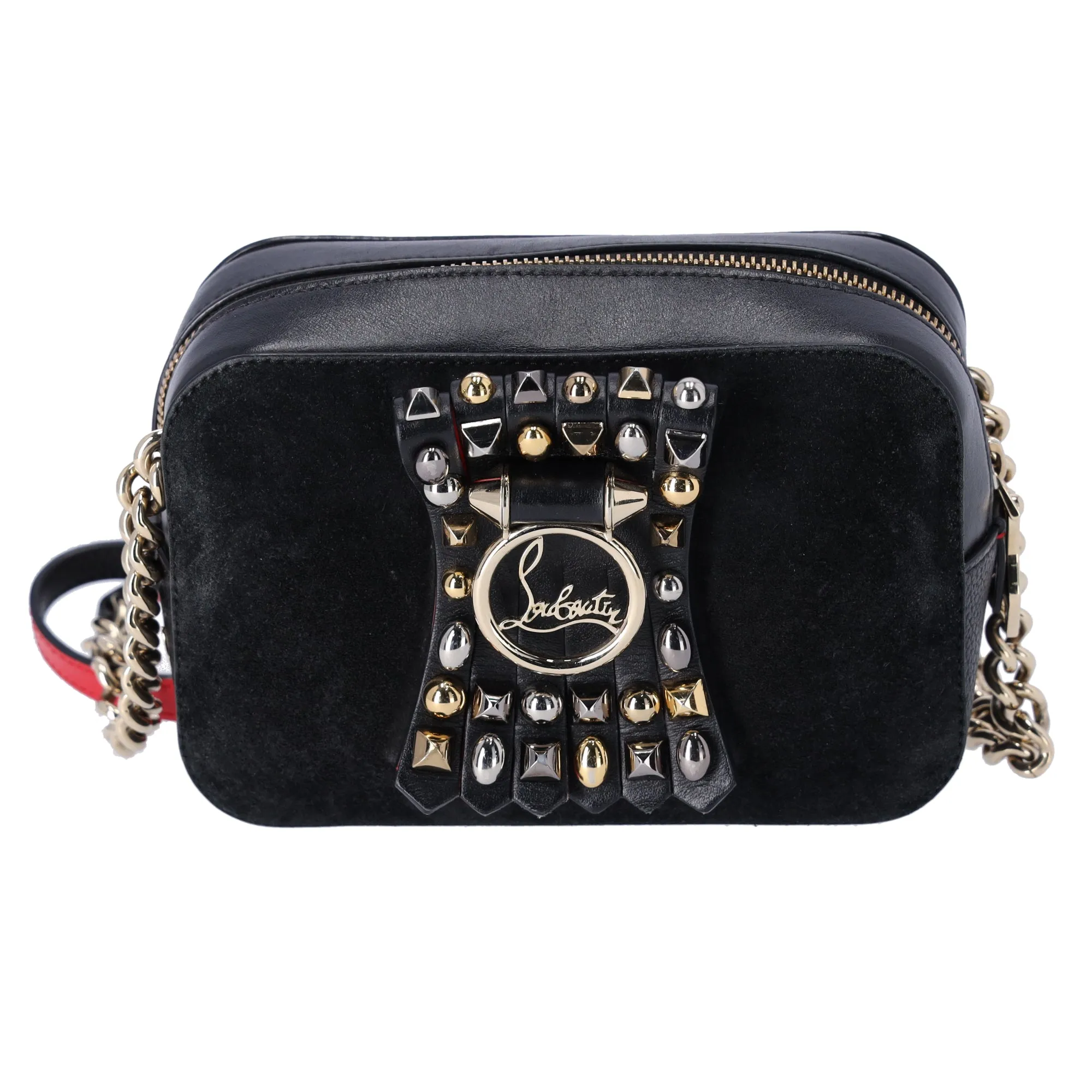 Christian Louboutin Rubylou Mini Shoulder Bag 3185262 Black Suede Leather sold by Gaby's Bags