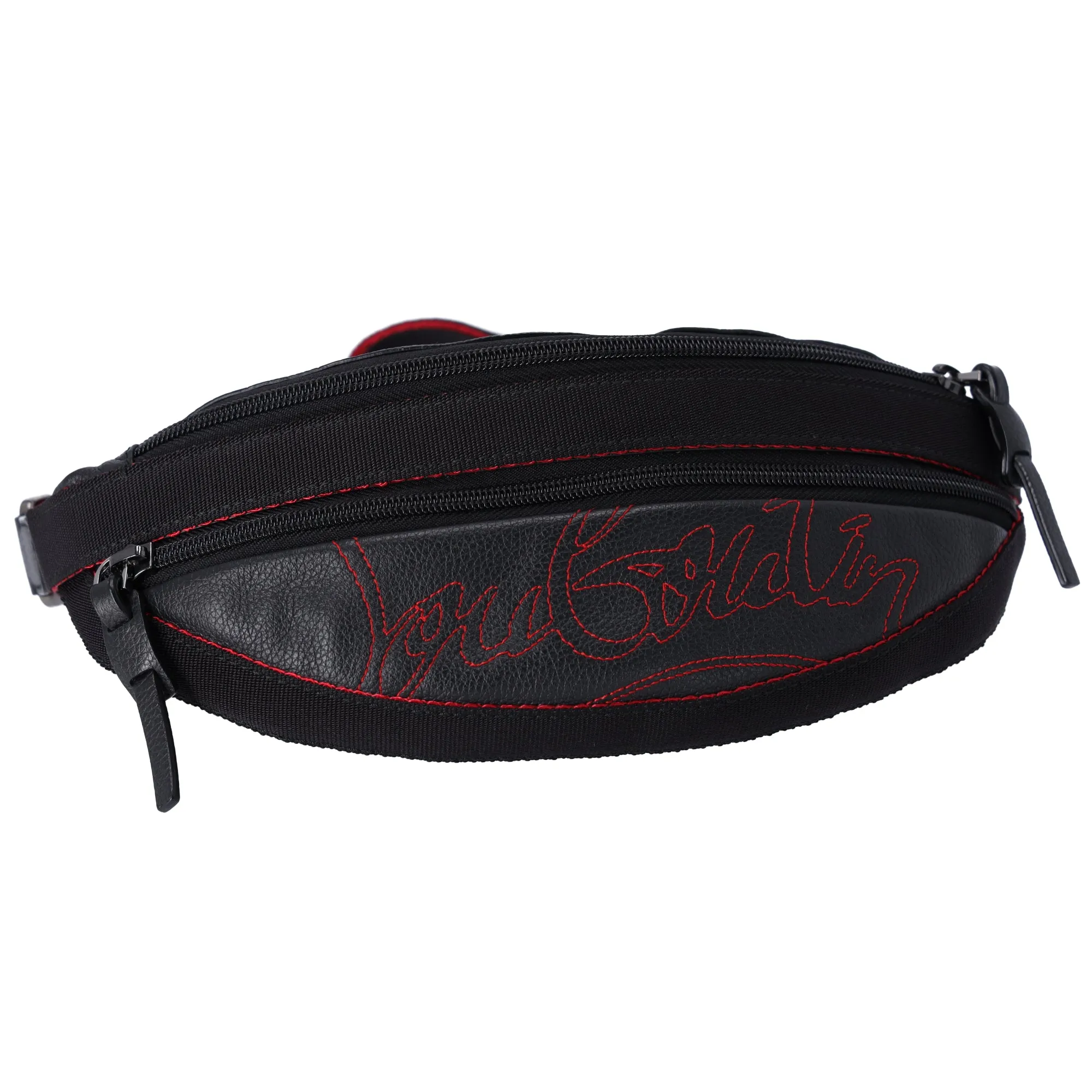 Christian Louboutin Paris to New York City Bum Bag 3195045 Black Red sold by Gaby's Bags