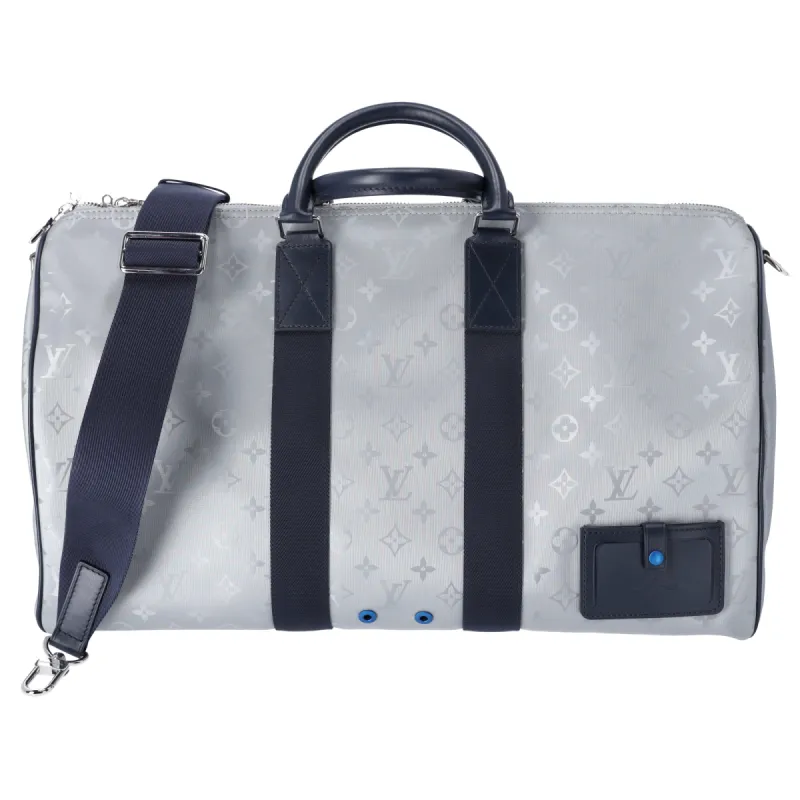 Louis Vuitton Keepall Bandouliere 50 Monogram Satellite Boston Bag Silver sold by Gaby's Bags