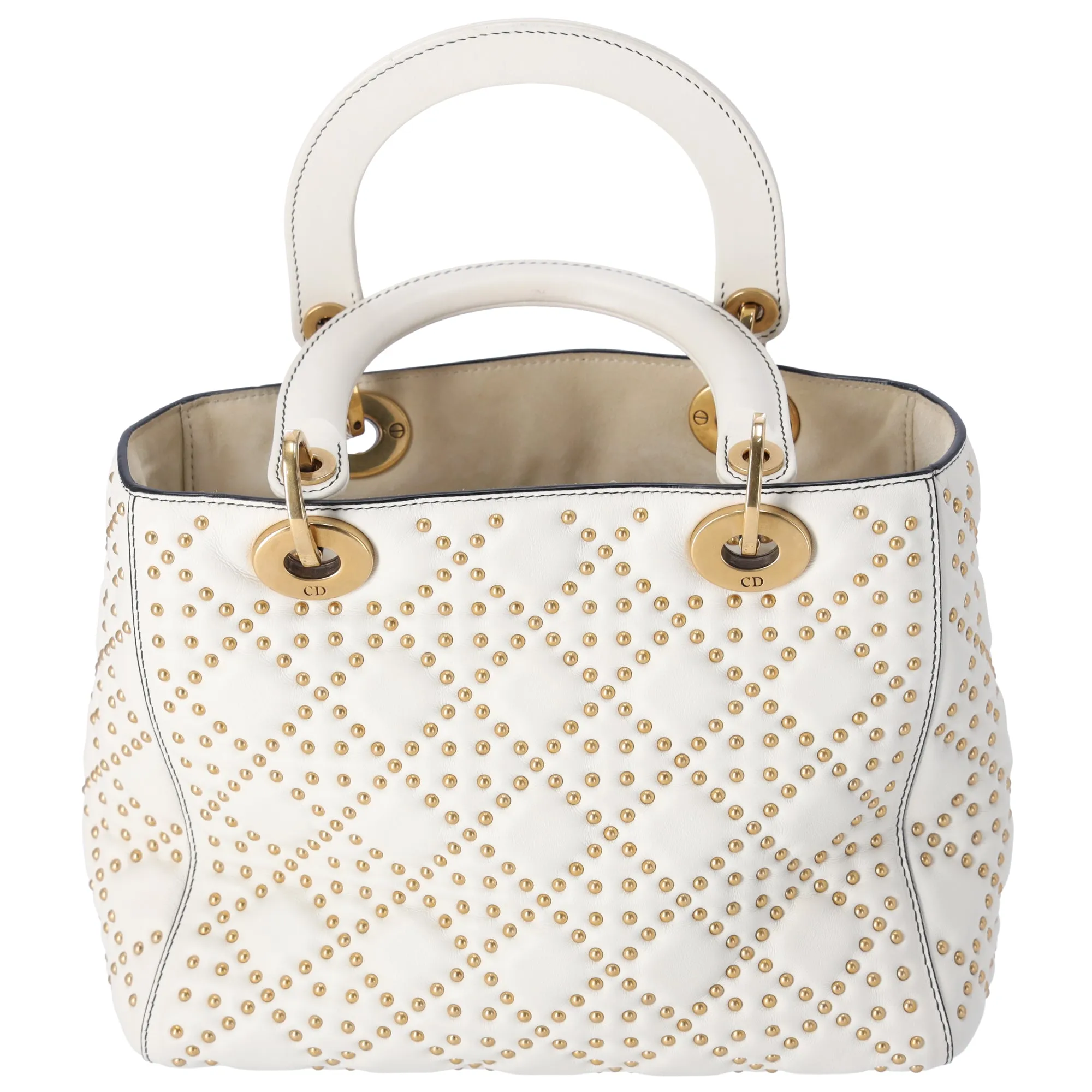 Christian Dior Lady Dior Medium Bag Handbag Cream Leather Studded sold by Gaby's Bags product image thumbnail 5
