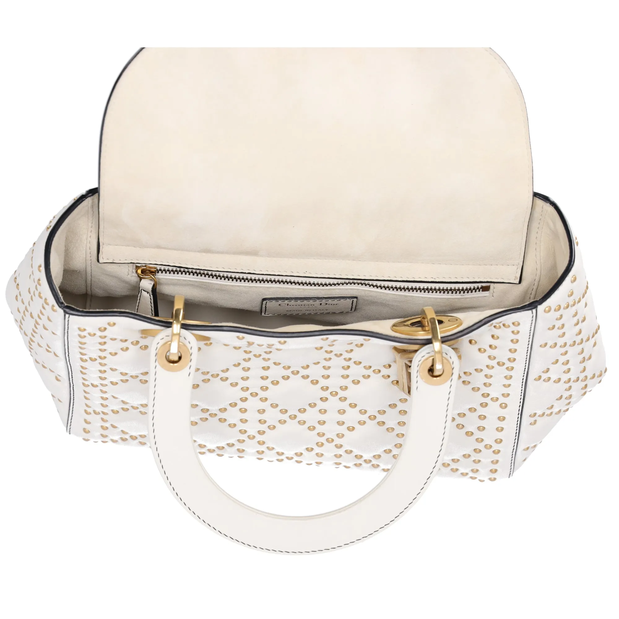 Christian Dior Lady Dior Medium Bag Handbag Cream Leather Studded sold by Gaby's Bags product image thumbnail 2
