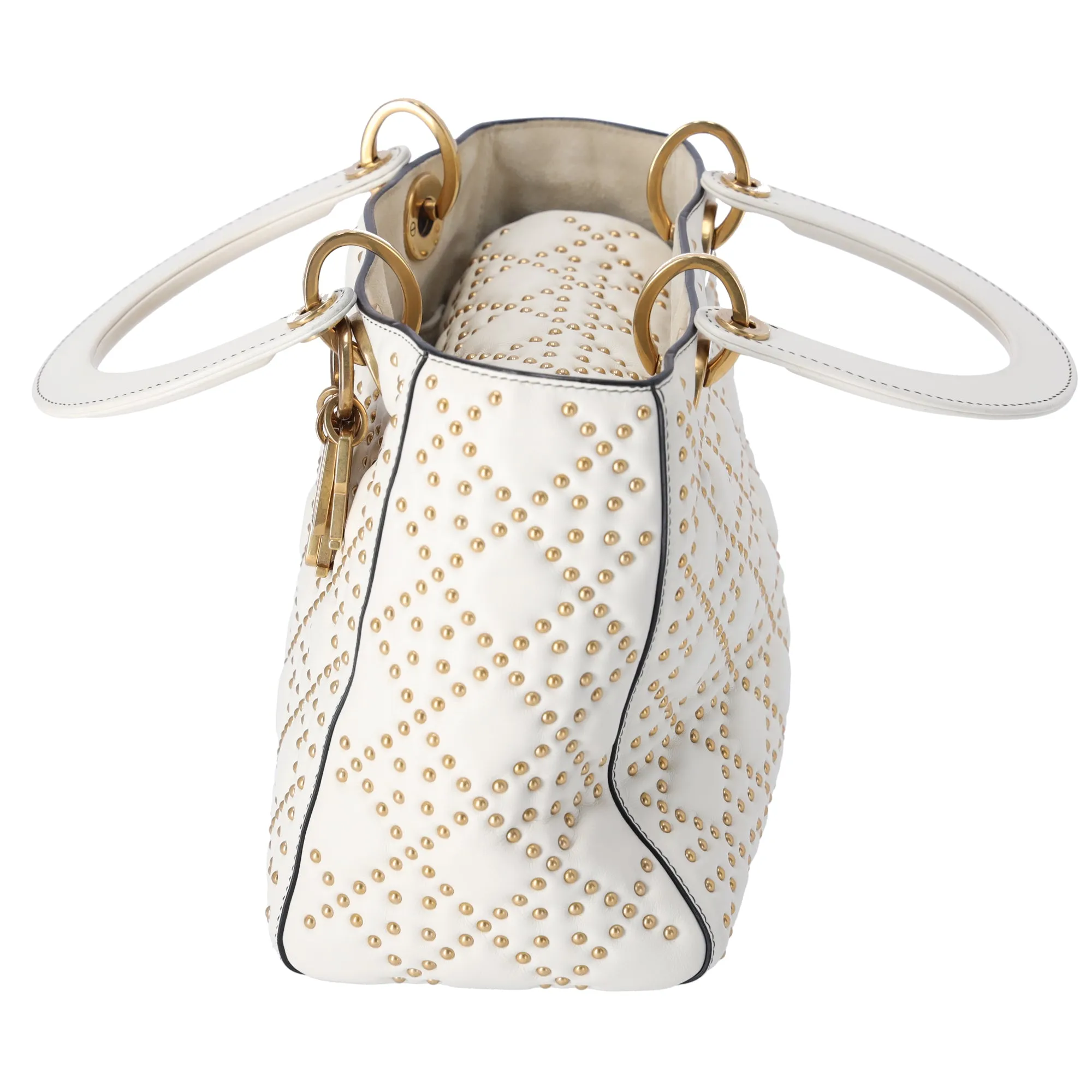 Christian Dior Lady Dior Medium Bag Handbag Cream Leather Studded sold by Gaby's Bags product image thumbnail 4