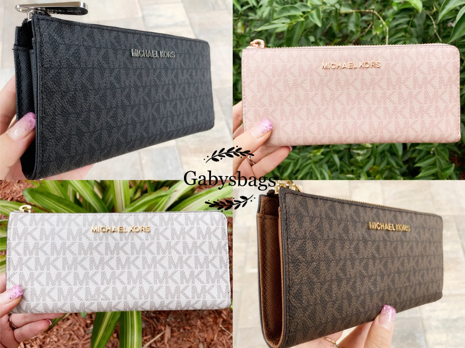 Michael Kors Jet Set Travel Signature Large 3/4 Zip Wallet VanillaMK sold by Gaby's Bags