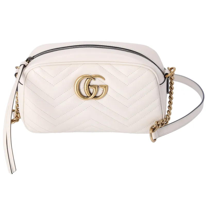 GUCCI GG Marmont Quilted Small Shoulder Bag Crossbody  47632 Cream Leather sold by Gaby's Bags