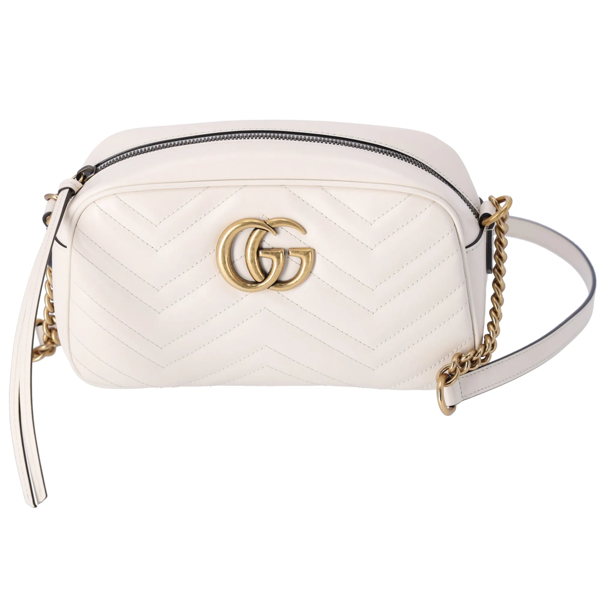 GUCCI GG Marmont Quilted Small Shoulder Bag Crossbody 47632 Cream Leather sold by Gaby's Bags
