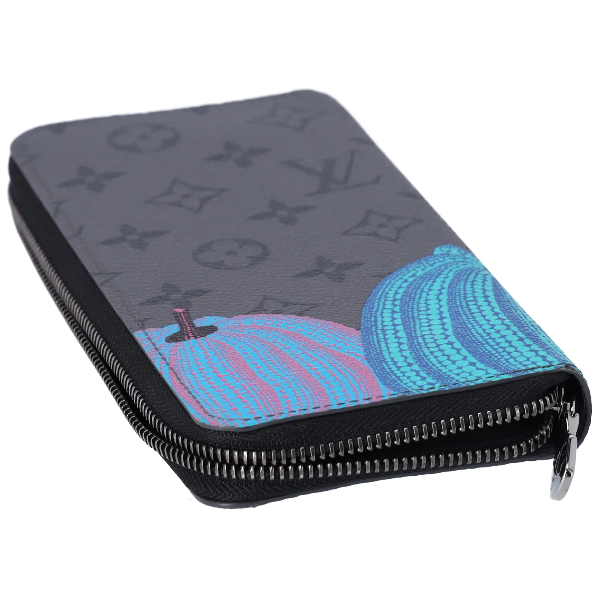 Louis Vuitton x Yayoi Kusama Vertical Wallet Gray Monogram Eclipse Pumpkins sold by Gaby's Bags product image thumbnail 3