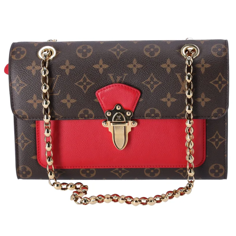 Louis Vuitton Victoire Brown Monogram Shoulder Bag M41731 Cerise Red Canvas sold by Gaby's Bags
