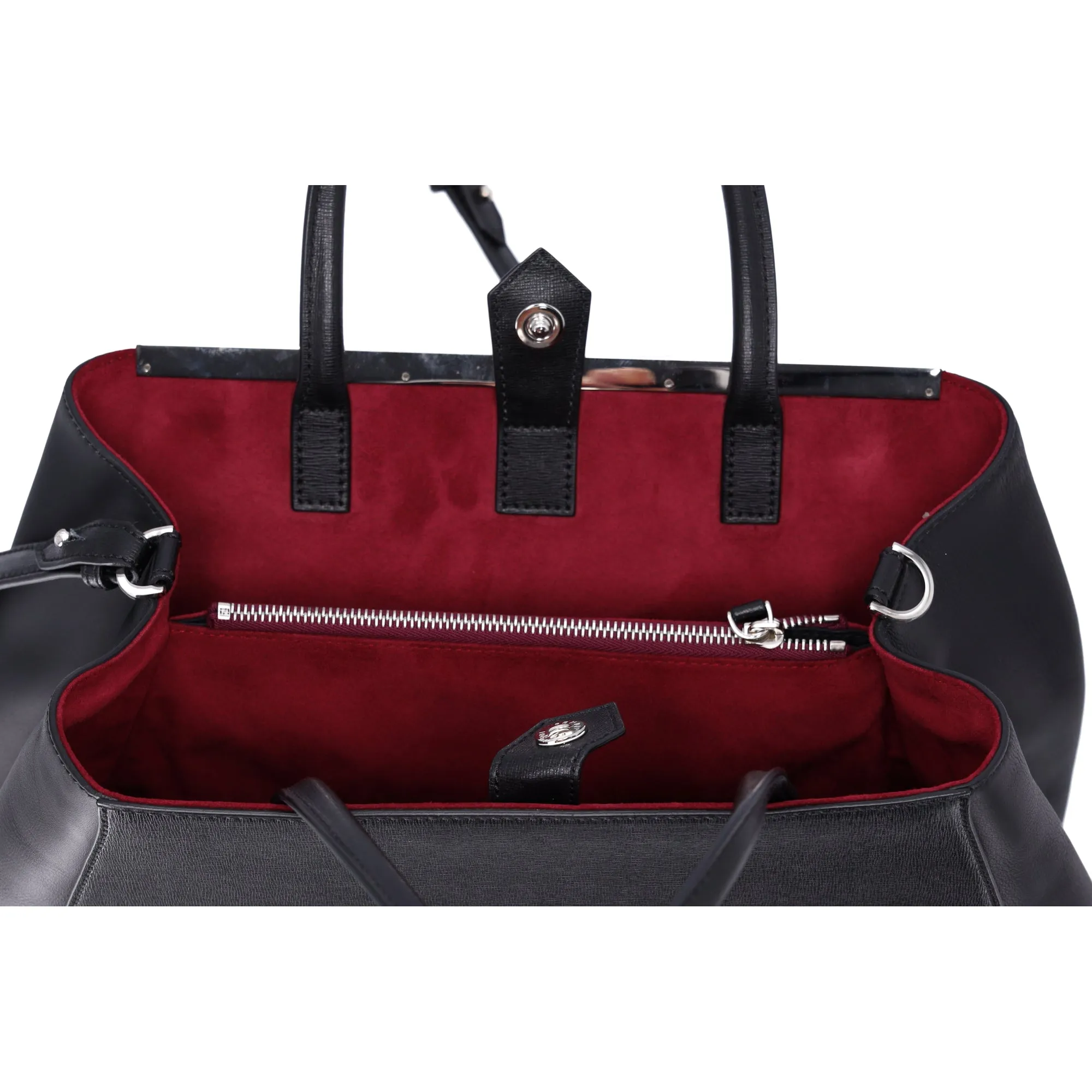 FENDI 2 Jours Tote Bag 8BH250-Q0W Black Bordeaux Leather Shoulder Bag sold by Gaby's Bags product image thumbnail 2