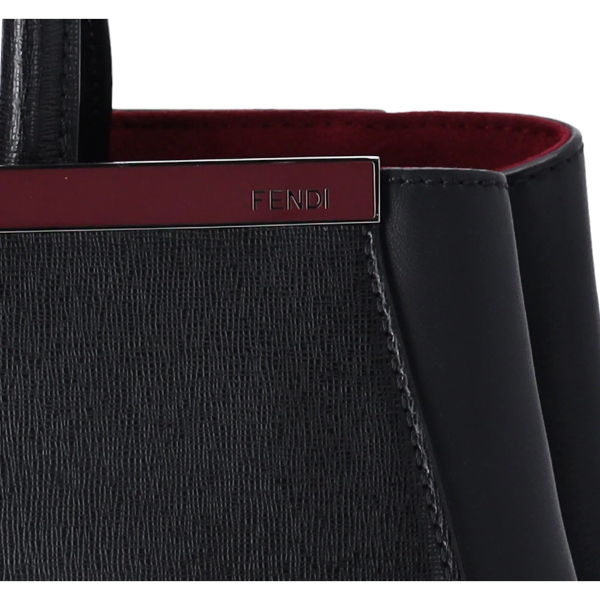 FENDI 2 Jours Tote Bag 8BH250-Q0W Black Bordeaux Leather Shoulder Bag sold by Gaby's Bags product image thumbnail 3