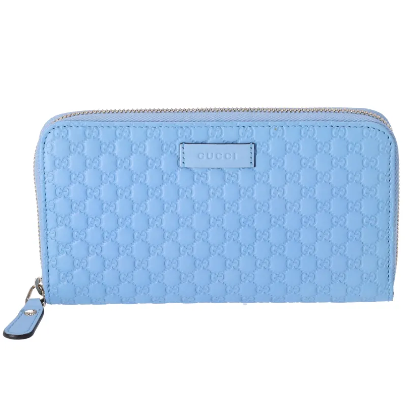 GUCCI Micro Guccissima Long Wallet 449391 Light Blue Leather sold by Gaby's Bags