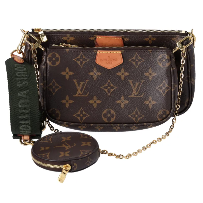 Louis Vuitton Multi Pochette Accessories Shoulder Bag Khaki Green Brown Monogram sold by Gaby's Bags