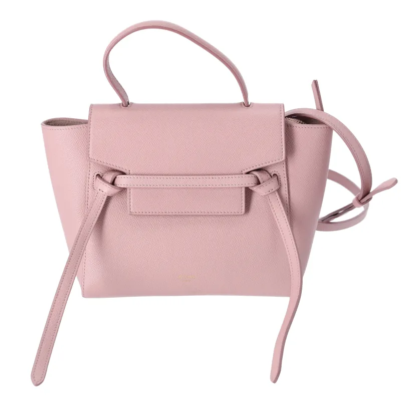 CELINE Belt Bag Nano Handbag Pink Beige Grained Calfskin sold by Gaby's Bags