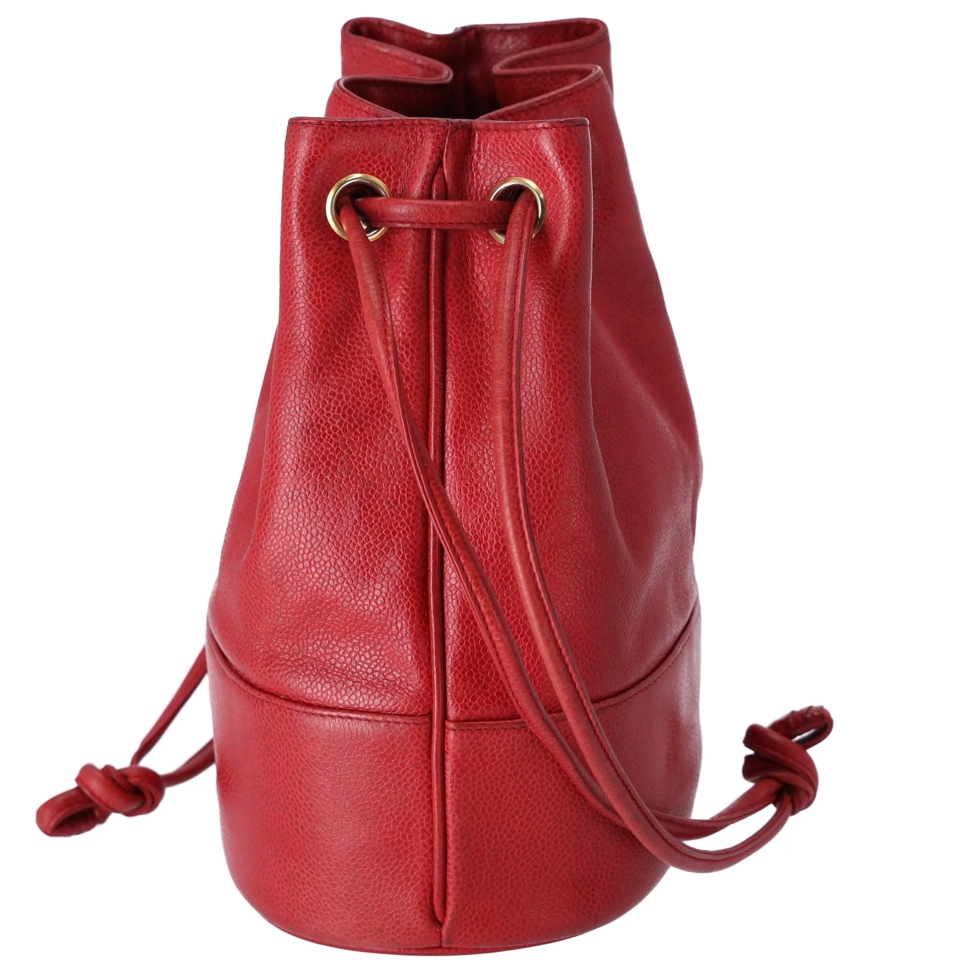 CHANEL Vintage CC Drawstring Small Bucket Bag Tote Caviar Red sold by Gaby's Bags product image thumbnail 2