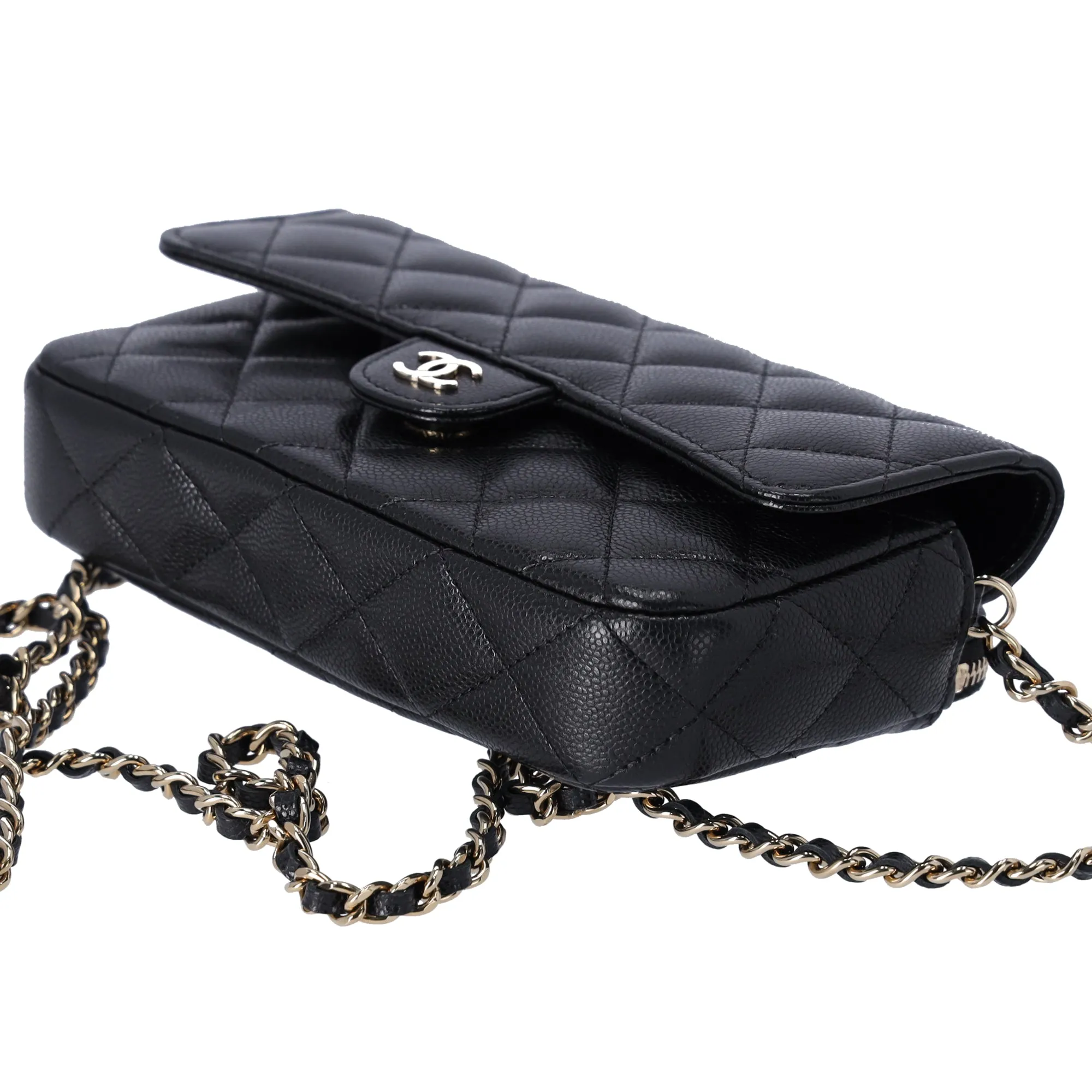 CHANEL Caviar Quilted Flap Phone Holder With Chain Crossbody Black sold by Gaby's Bags product image thumbnail 4