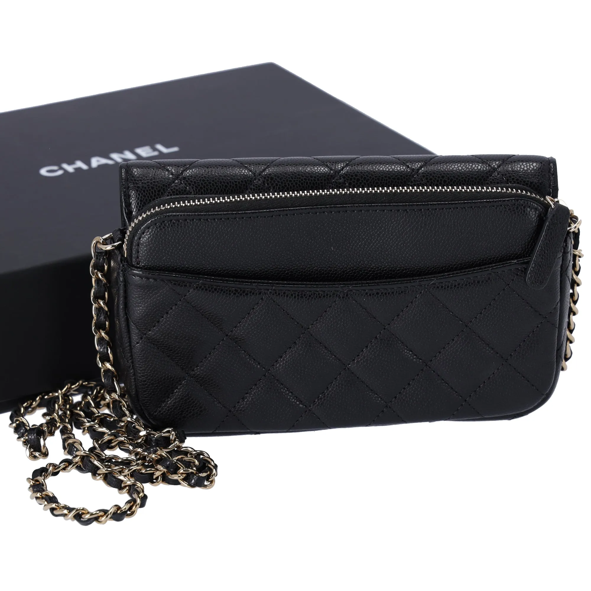 CHANEL Caviar Quilted Flap Phone Holder With Chain Crossbody Black sold by Gaby's Bags product image thumbnail 3