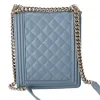 CHANEL Le Boy North South Matelasse Shoulder Bag Light Blue Quilted Lambskin sold by Gaby's Bags