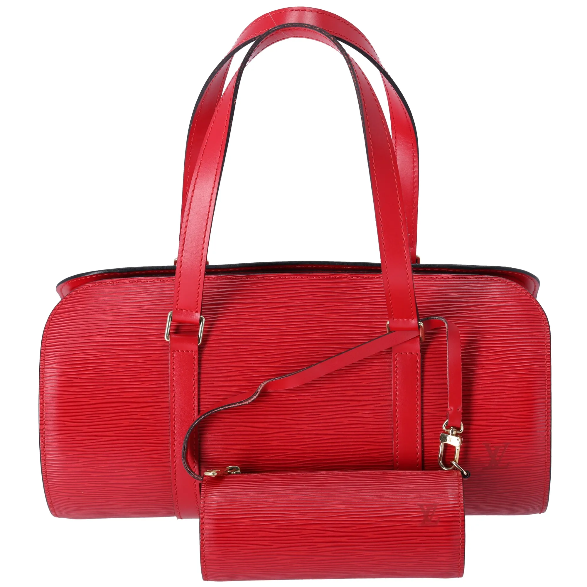 Louis Vuitton Soufflot Epi Handbag M52227 Castilian Red Leather + Pouch sold by Gaby's Bags