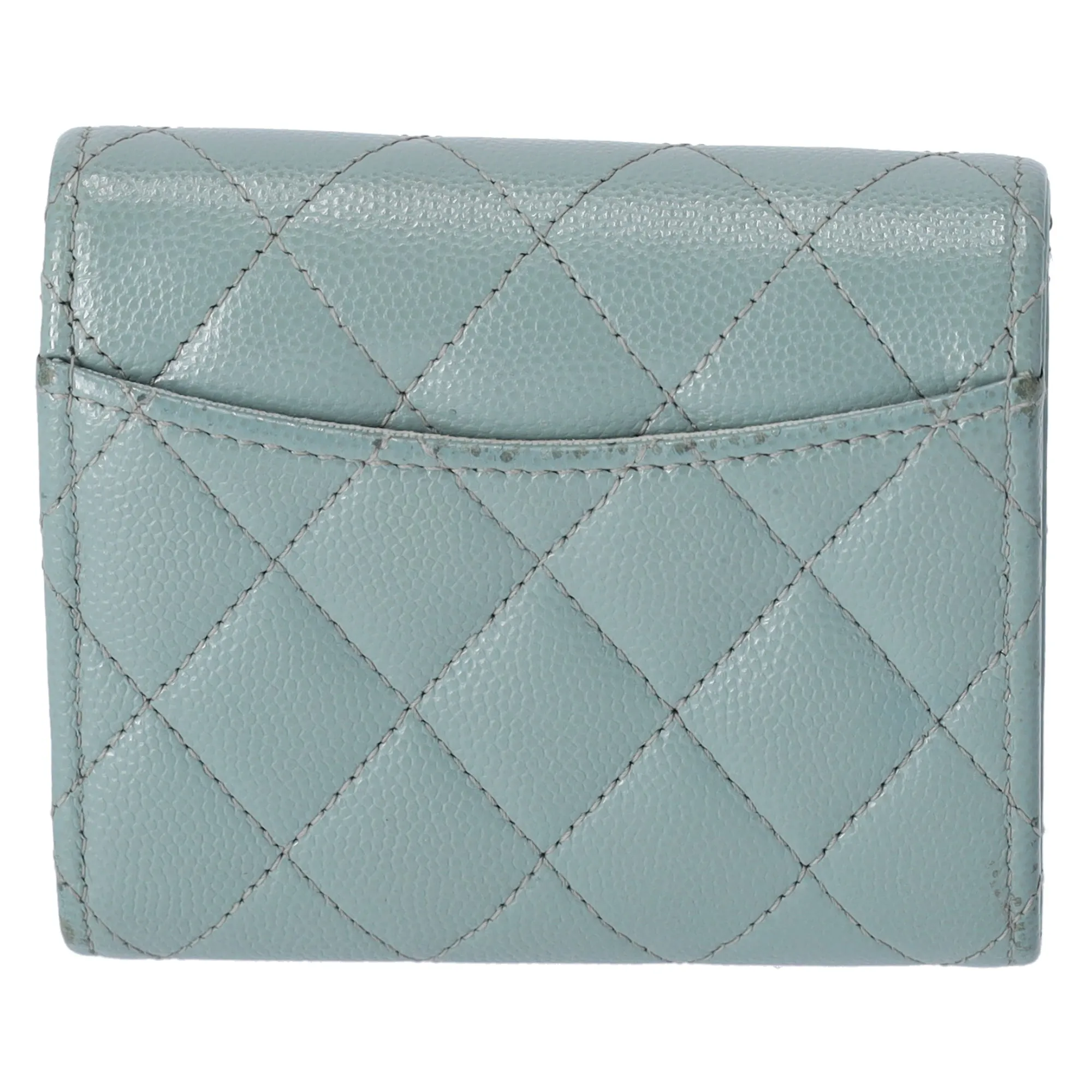 CHANEL Matelasse Trifold Wallet Turquoise Green Caviar Leather sold by Gaby's Bags product image thumbnail 2