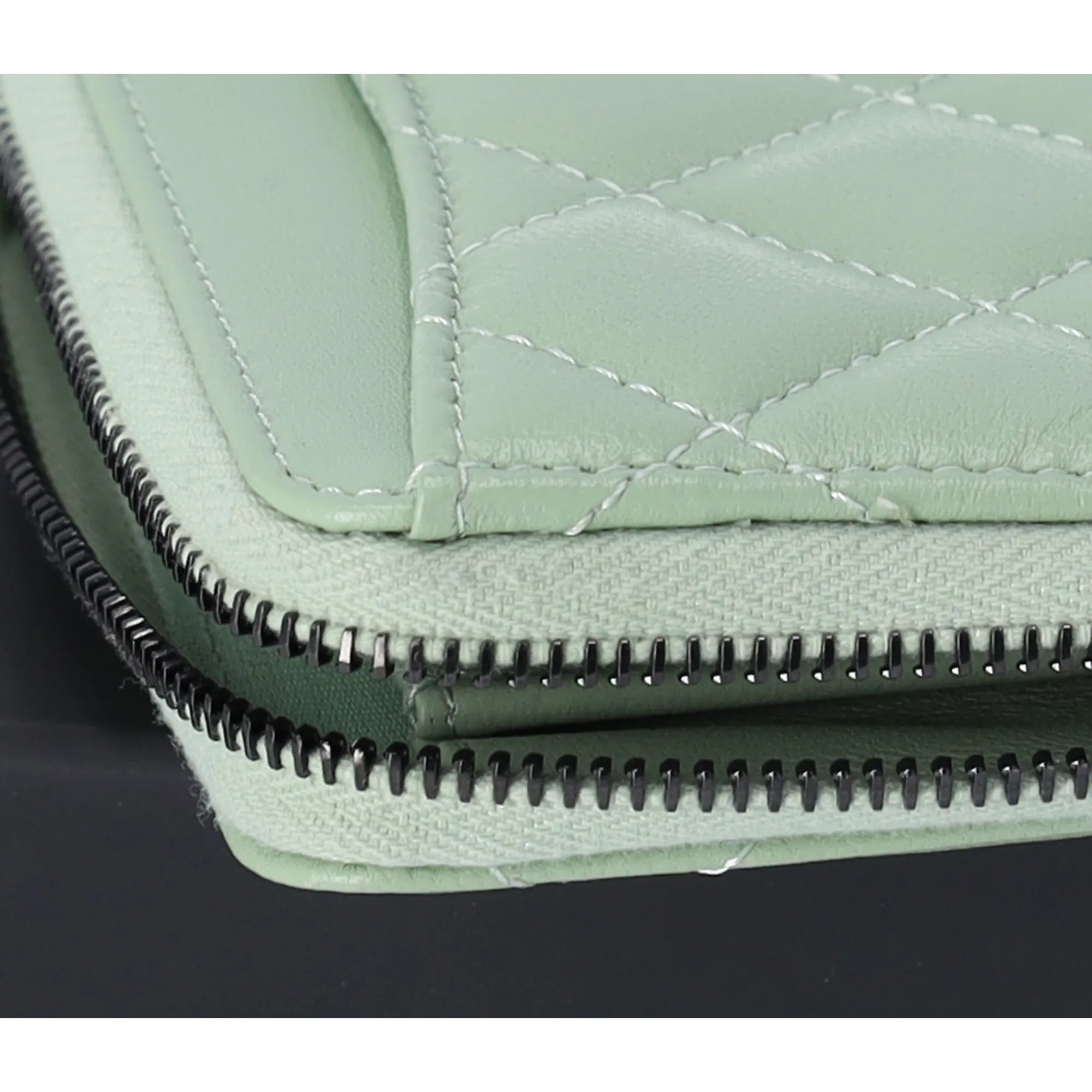 CHANEL Matelasse Coin Case Wallet Light Green Quilted Leather sold by Gaby's Bags product image thumbnail 5