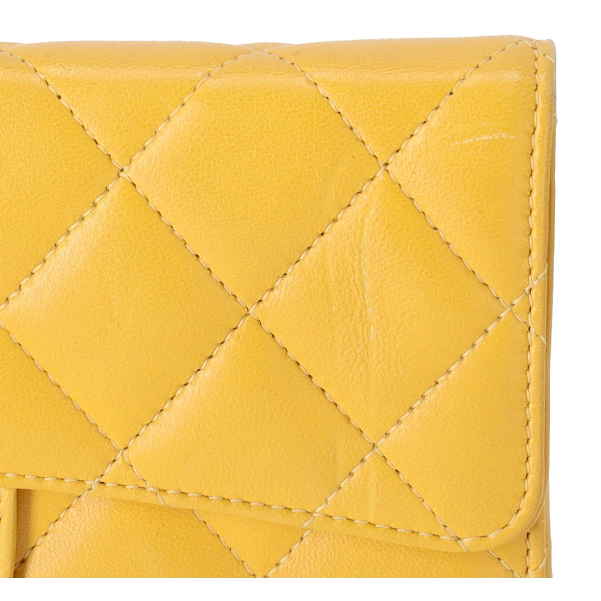 CHANEL Matelasse Trifold Long Wallet Yellow Lambskin Leather sold by Gaby's Bags product image thumbnail 2