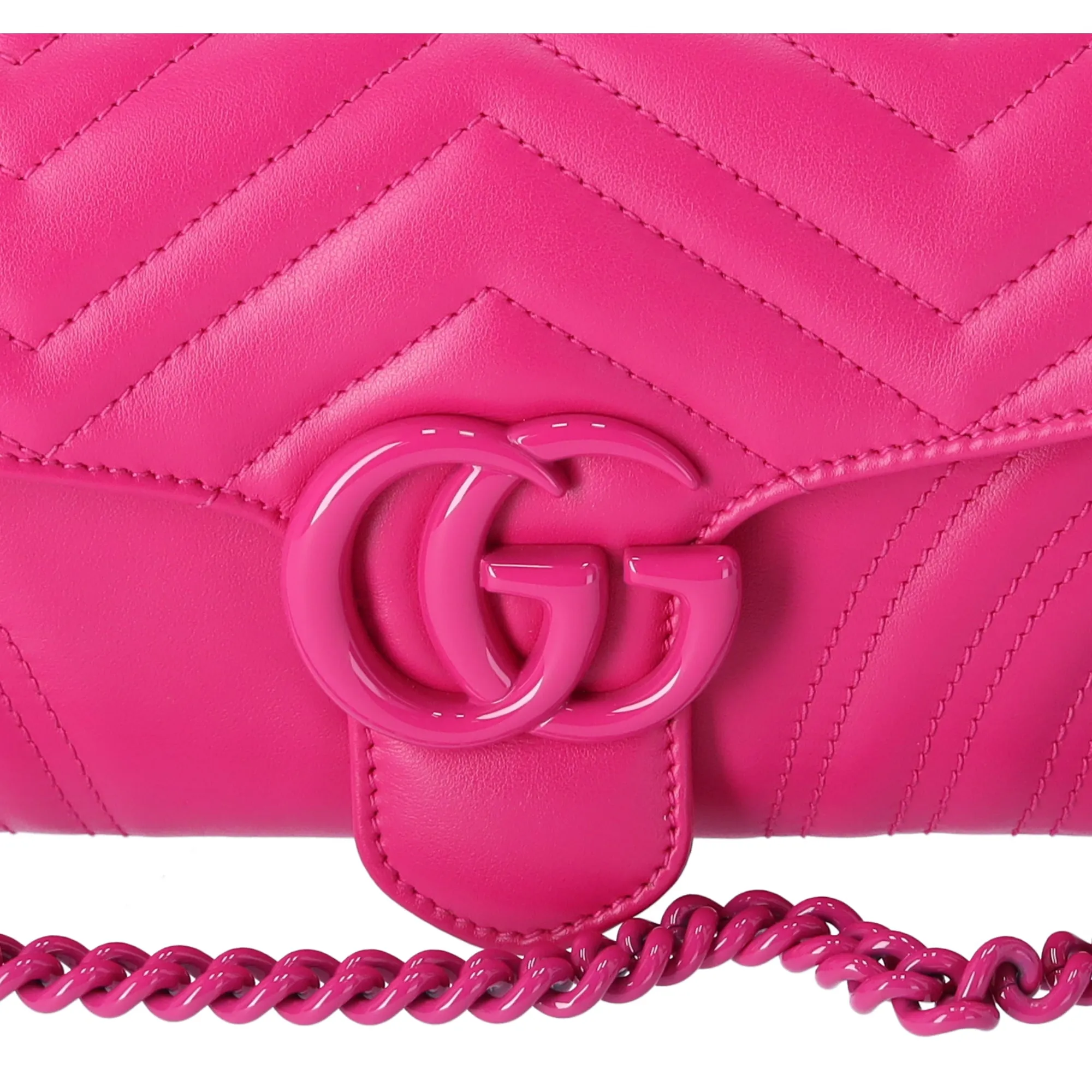 GUCCI GG Marmont Quilted Shoulder Bag 734814 Fuchsia Pink Quilted Leather sold by Gaby's Bags product image thumbnail 3