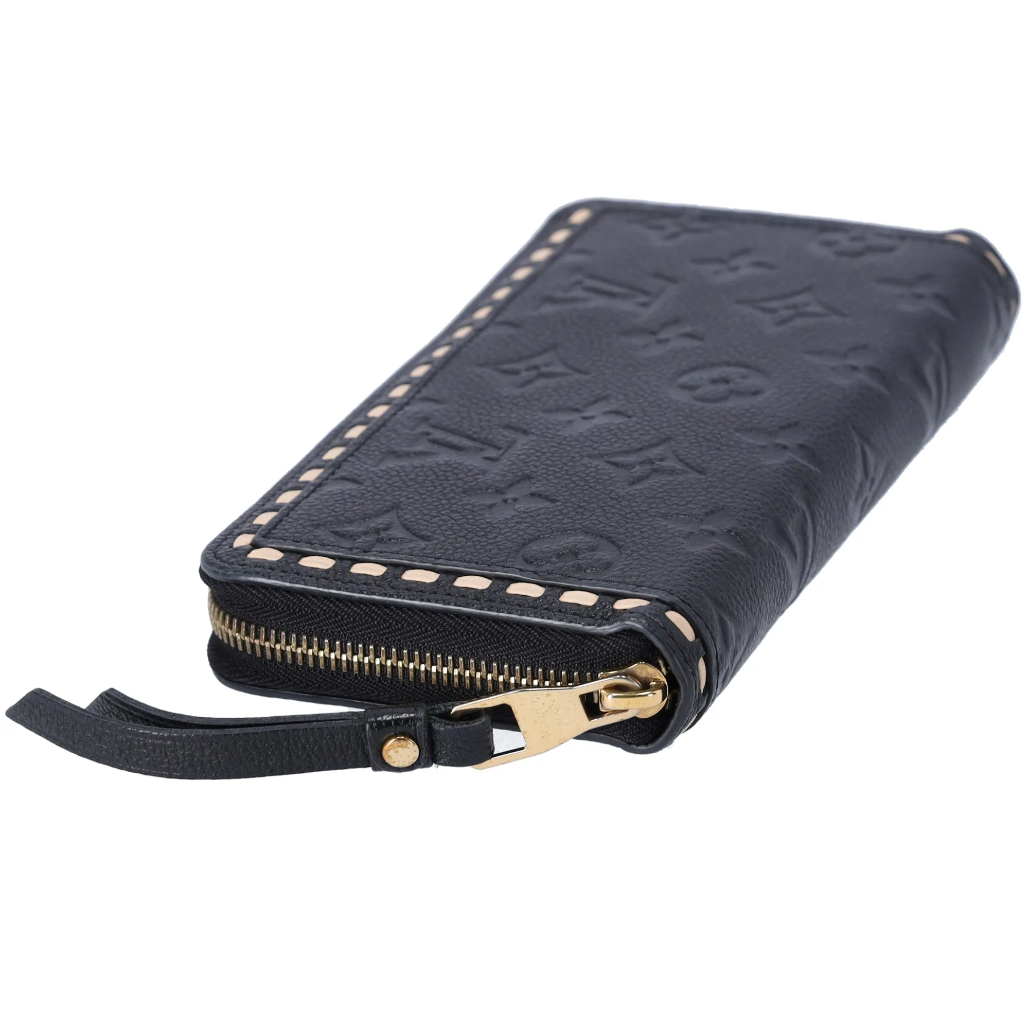 Louis Vuitton Zippy Wallet Monogram Empreinte Black Beige Stitch M64805 sold by Gaby's Bags product image thumbnail 4