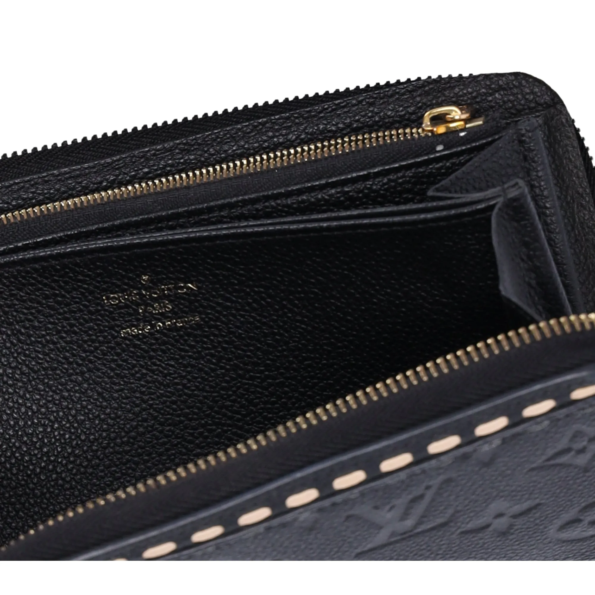 Louis Vuitton Zippy Wallet Monogram Empreinte Black Beige Stitch M64805 sold by Gaby's Bags product image thumbnail 5